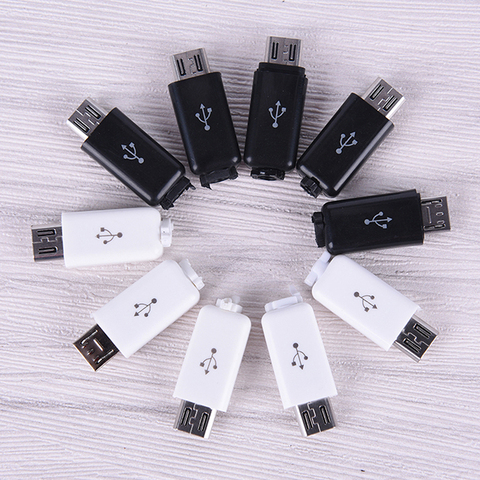 10 шт./компл. 4 в 1 DIY Micro USB сварочный Тип Мужской 4-контактный разъем с пластиковой крышкой белый/черный ► Фото 1/6