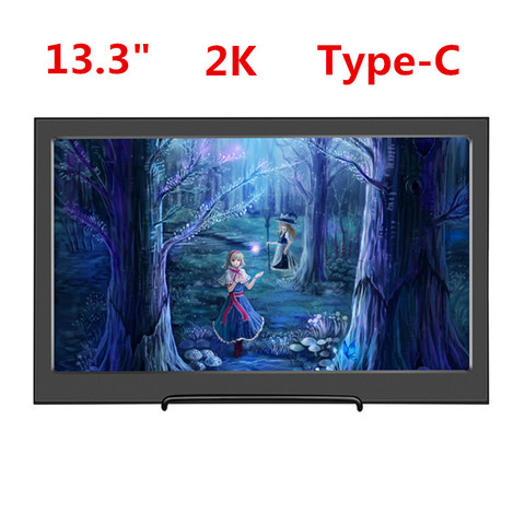 Портативный компьютерный монитор 13,3 дюйма, 2K HD 2560x1440 IPS PS3 PS4 Xbox360 Type-C USB-C Mini HDMI, монитор дисплея для Raspberry Pi 3B 2 ► Фото 1/1