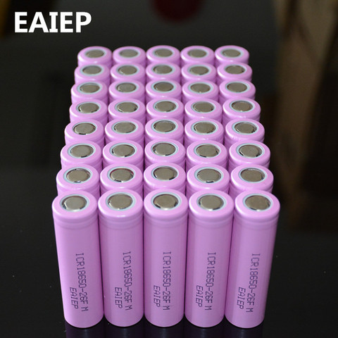 Аккумуляторные батарейки EAIEP, литий-ионные аккумуляторы 18650 для ICR18650-26F ICR18650 26F, 3,7 В 2600 мАч, 40 шт. в наборе ► Фото 1/5