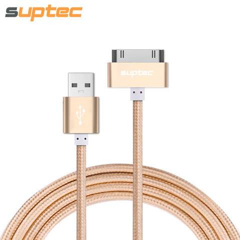 Suptec USB кабель для iPhone 4 4S iPad 2 3 iPod 30 Булавки металлический штекер Зарядное устройство кабель для iPhone 4 нейлон Провода зарядный кабель данных шн... ► Фото 1/6