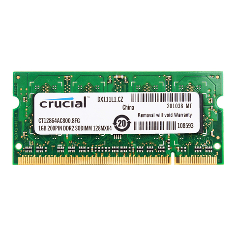 Оперативная память для ноутбука Crucial DDR2, 800 МГц, DDR2, 1 ГБ, 2 Гб, 1,8 В, CL6, 200pin, оперативная память для ноутбука ddr2, 2 ГБ = 2 шт. * 1G, с возможностью подкл... ► Фото 1/3