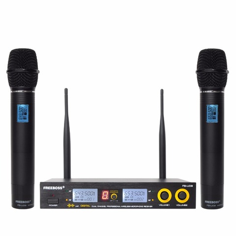 FB-U09 двухсторонний цифровой UHF беспроводной микрофон с 2 металлическими ручками, динамическая Капсульная Беспроводная микрофонная система ... ► Фото 1/6