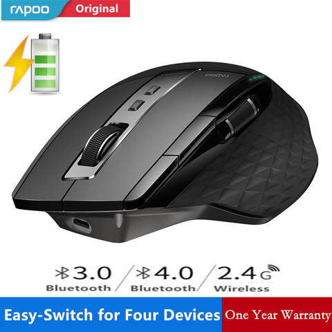 Новая перезаряжаемая многорежимная Беспроводная мышь Rapoo MT750S, переключатель между Bluetooth 3,0/4,0 и 2,4 ГГц для соединения четырех устройств ► Фото 1/6