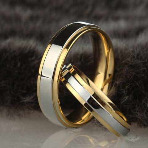 Обручальное кольцо Ramos из нержавеющей стали, простой дизайн, двойное кольцо, ширина 4 мм, 6 мм ► Фото 1/5