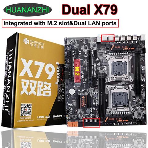 Материнская плата HUANANZHI X79-4D с двумя разъемами, высокоскоростной M.2 SSD слот, 2 гигабайта, LAN порт, ОЗУ до 128 ГБ, купить детали для компьютера свои... ► Фото 1/6