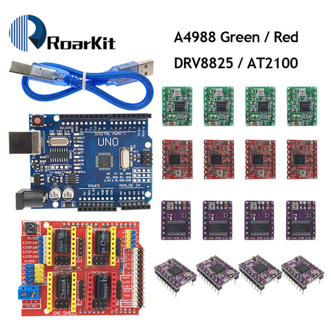 3D-принтер с ЧПУ щит V3 + 4 шт. A4988/DRV8825/AT2100 Плата расширения драйвера для Arduino + UNO R3 с USB кабелем ► Фото 1/6