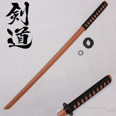Деревянные мечи-Bokken Katana Kendo, самурайский учебный меч, декоративный косплей, 100 см/39,37 дюйма, с ПУ ножнами, совершенно новый ► Фото 1/6