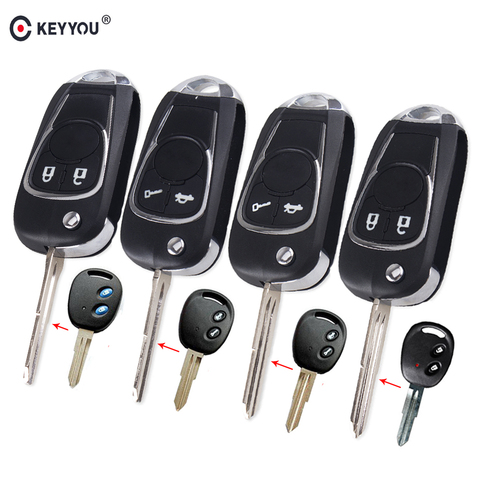 KEYYOU 2 кнопки, модифицированный чехол для ключа Flid для Chevrolet Aveo Spark Love Epica Sail, складной чехол для дистанционного ключа от машины, левое/правое ле... ► Фото 1/6