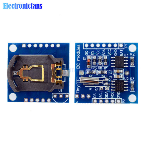 Модуль часов IIC/I2C RTC DS1307 AT24C32 в режиме реального времени для Arduino 51 AVR ARM PIC 2,9*2,6 см ► Фото 1/6