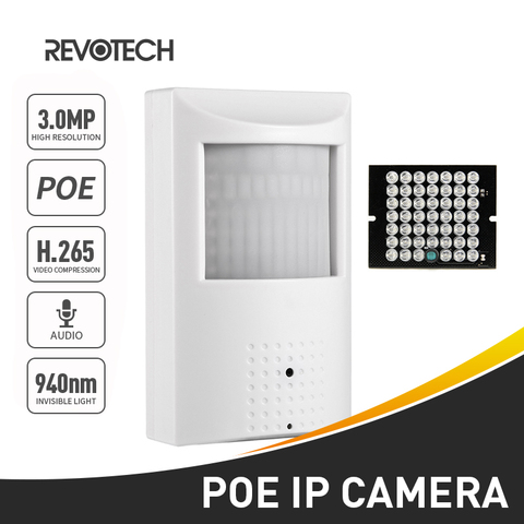 POE Audio 940nm невидимая ИК H.265 3MP IP-камера 1296P / 1080P PIR светодиодсветодиодный комнатная охранная система видеонаблюдения HD-камера P2P ► Фото 1/6