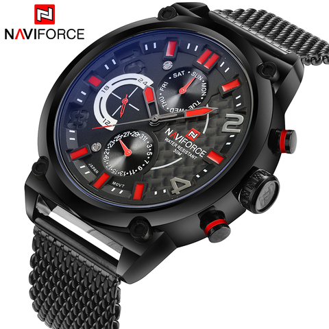 Часы Naviforce мужские, из нержавеющей стали, аналоговые, кварцевые, с датой 24 часа ► Фото 1/6