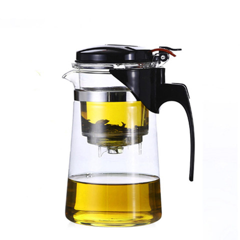 Термостойкий стеклянный чайник для чая, 500/750/1000 мл, китайский чайный набор, пуэр, кофейный чайник, удобный офисный чайный сервиз ► Фото 1/6