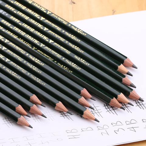 10 шт. [MITSUBISHI] карандаш для рисования скетчей 9800, карандаш для рисования, карандаш из дерева 6B/5B/4B/3B/2B/B/HB/F/H/2H/3H/4H/5H/6H ► Фото 1/5