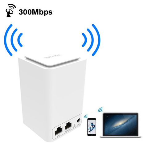 Беспроводной маршрутизатор PIXLINK 300 Мбит/с/ретранслятор/AP/Wps, расширитель диапазона Wi-Fi, мини Двойная сеть, встроенная антенна с 2 портами RJ45 Wi-Fi ► Фото 1/6