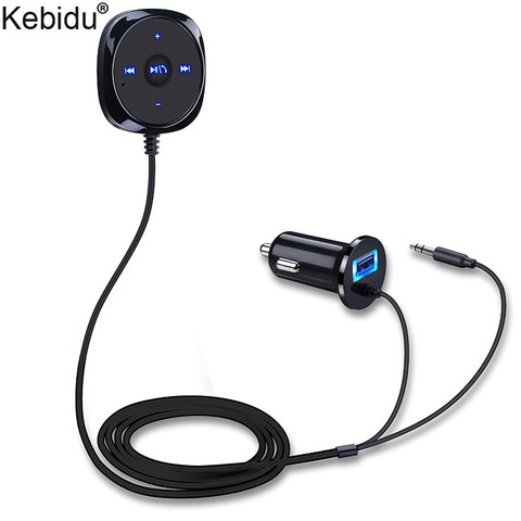 Беспроводной Bluetooth музыкальный приемник 3,5 мм AUX автомобильный комплект адаптер громкой связи Bluetooth автомобильный комплект с USB зарядным устройством для iPad смартфона ► Фото 1/6