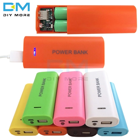 Конфетный Цвет Модный 5600mAh 2X 18650 USB внешний аккумулятор зарядное устройство чехол DIY коробка для сотового телефона для 18650 Li-Battery DC 5V 1A ► Фото 1/6