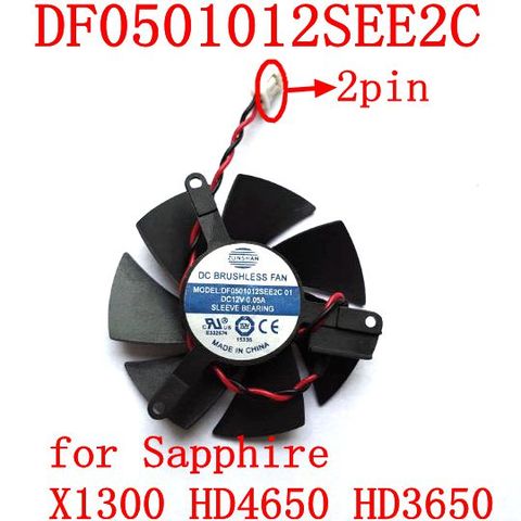 Бесплатная доставка DF0501012SEE2C 2PIN для Sapphire X1300 HD4650 HD3650 вентилятор видеокарты ► Фото 1/4