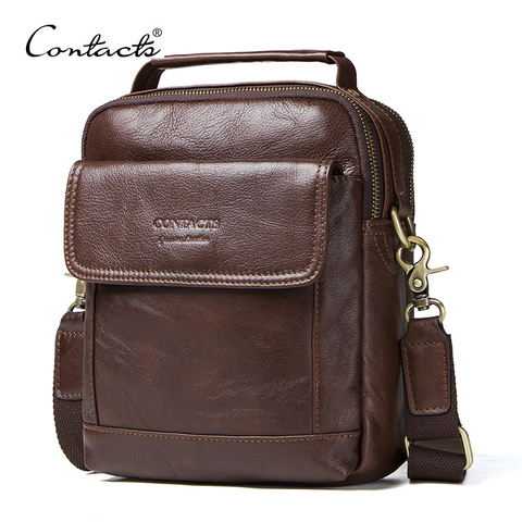CONTACT'S Стильная  сумка рюкзак из натуральной кожи, в винтажном стиле, для маленких ipad мужские сумки на ремне бренд-дизайнер 2022 ► Фото 1/6