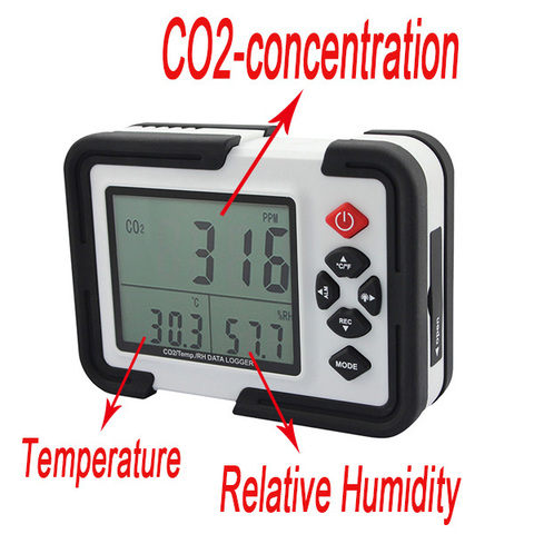 Портативный цифровой измеритель CO2, детектор монитора CO2, диагностический газоанализатор 9999ppm CO2, Анализаторы температуры и относительной влажности ► Фото 1/1