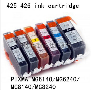 Чернильный картридж PGI 425BK CLI 426BK C M Y GY, совместимый с canon PIXMA MG6140 MG6240 G8140 MG8240, полноразмерные чернила, 6 цветов ► Фото 1/6