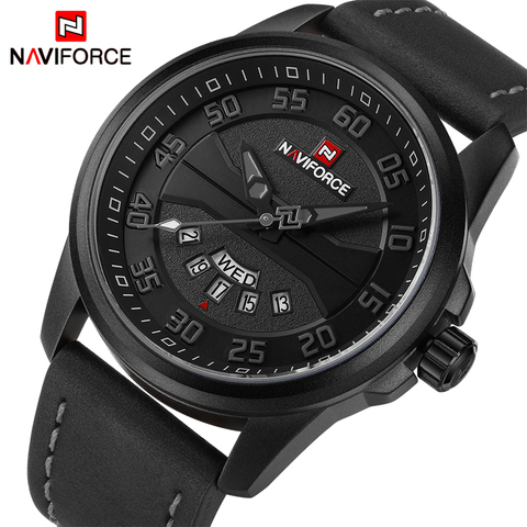 NAVIFORCE люксовый бренд, мужские Модные Повседневные часы, мужские кварцевые часы, мужской кожаный ремешок, армейские военные спортивные наруч... ► Фото 1/6