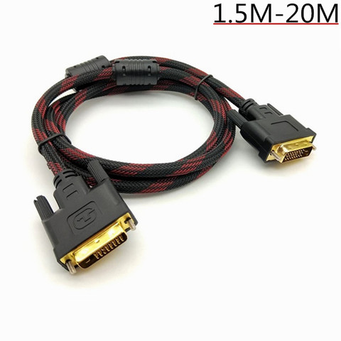 Высокоскоростной адаптер для кабеля DVI-DVI 24 + 1 штырьковый стандартный позолоченный кабель dvi поддерживает 3D 1080P ► Фото 1/3