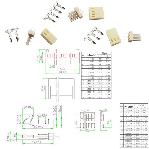 Набор из 10 комплектов для самостоятельной сборки, 4-контактный разъем, 2P/3P/4 P, 2,54 мм, концевой корпус, штырьковый соединитель, коннекторы, набо... ► Фото 1/6