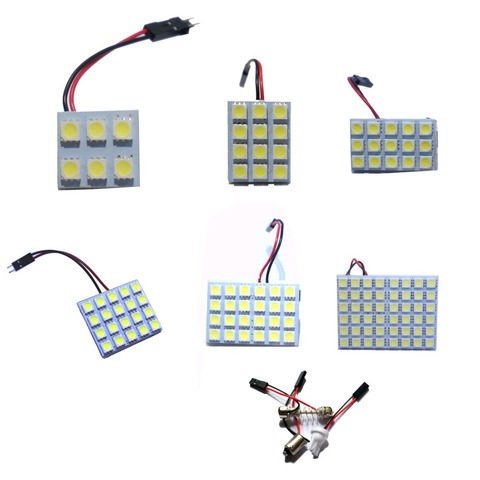 1 комплект, автомобильная панель, лампа для чтения, карта 5050 6 12 15 20 24 48 светодиодный SMD купольный светильник для салона, лампа на крышу BA9S T10 C5W ... ► Фото 1/6