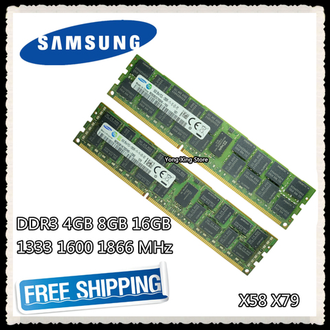 Серверная память Samsung DDR3, 4 ГБ, 8 ГБ, 16 ГБ, 1333 1600, 1866 МГц, ECC REG, DDR3, 12800R, 14900R, RIMM RAM, X58, X79 ► Фото 1/6