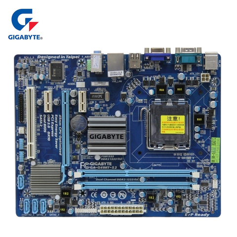 Материнская плата LGA 775 DDR3 Micro ATX USB 2,0, 100% Gigabyte, материнская плата SATA2 для ПК Intel G41 D3H DDR3 G41MT S2, б/у ► Фото 1/6