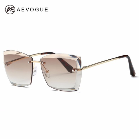 Женские квадратные солнцезащитные очки AEVOGUE, брендовые дизайнерские очки без оправы с алмазными линзами, AE0528 ► Фото 1/6