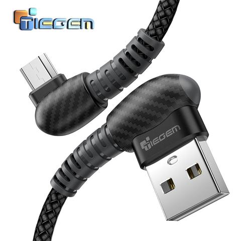Кабель Micro USB TIEGEM, 2 А, кабель для быстрой зарядки, 90 градусов, стандартный USB-кабель для зарядки устройств Samsung, Xiaomi, Huawei, Android ► Фото 1/6