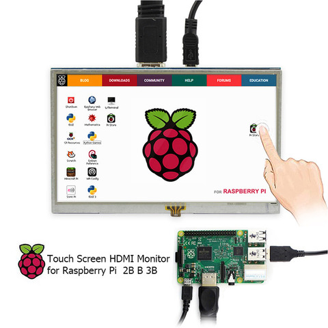 Elecrow 5-дюймовый HDMI ЖК сенсорный экран Raspberry Pi 3 дисплей HD Интерфейс 800x480 5-дюймовый RPI TFT монитор для Raspberry Pi 3 2B B + ► Фото 1/6