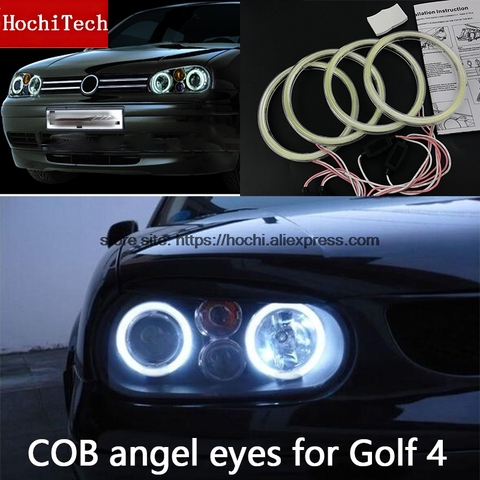 Высококачественный монолитный блок светодиодов, белый гало, светодиодное кольцо «ангельские глазки» для Volkswagen Golf 4 golf 4 MK4 R32 VR6 1998-2004 с объект... ► Фото 1/6