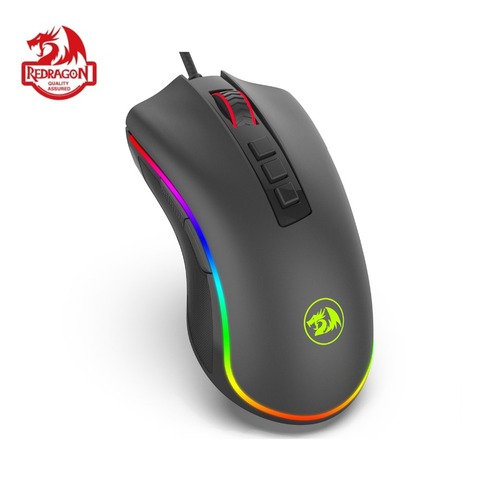 Игровая мышь Redragon M711 COBRA, Проводная игровая мышь с RGB светодиодный Ной Цветной подсветкой, 16,8 миллионов цветов, 10000 DPI, 7 программируемых кнопо... ► Фото 1/6