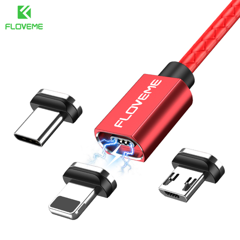 FLOVEME 3A магнитная зарядка usb кабель для Lightning Кабель с разъемом микро-USB типа C для Pocophone f1 Xiaomi магнит Зарядное устройство Синхронизация данных ... ► Фото 1/6