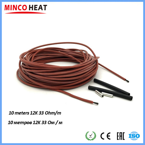 Нагревательный кабель Minco из углеродного волокна, кабель для теплого пола 12K, кабель для защиты от замораживания растений, тепла почвы 33 Ом/м, инфракрасный тепловой кабель 10 м ► Фото 1/6