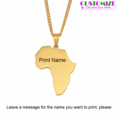 Женское Ожерелье с изображением карты Африки Anniyo, Золотистое украшение из нержавеющей стали на заказ #055521 ► Фото 1/6