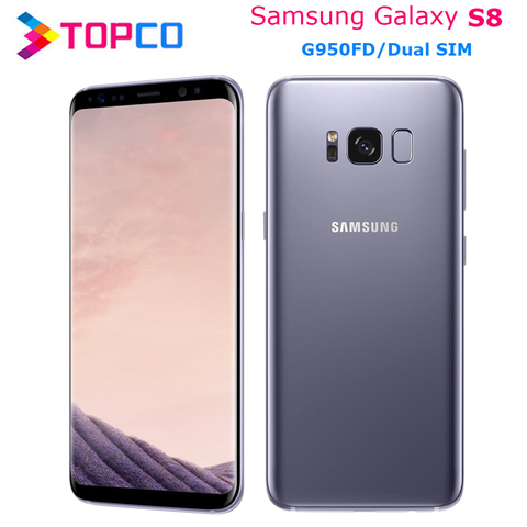 Мобильный телефон Samsung Galaxy S8 G950FD, LTE GSM, восемь ядер, 5,8-дюймовый экран, 12 Мп, ОЗУ 4 ГБ ПЗУ 64 ГБ, Exynos, NFC, две SIM-карты, оригинал, глобальная версия ► Фото 1/6