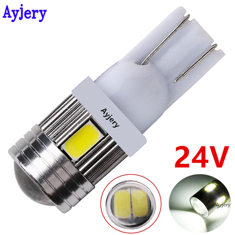 Грузовик 24V 4-30 шт. T10 194 168 W5W светодиодный светильник лампы 5630 5730 6 SMD линзы светодиодный Белый Ширина светильник s-класса таможенной очистки светильник фонарь освещения номерного знака ► Фото 1/6