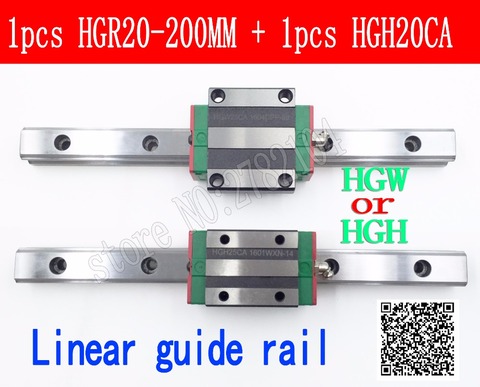 Новая линейная направляющая HGR20 длиной 200 мм с 1 шт. линейной каретки блока HGH20CA HGH20 HGW20CC Запчасти для ЧПУ ► Фото 1/6