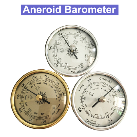 Точный анероид 72 мм 3 в 1, барометр 72 мм, настенный подвесной барометр 1070hPa, золотой цвет, круглый циферблат, тестер метеостанции ► Фото 1/6