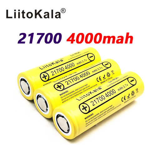 Литий-ионный аккумулятор LiitoKala 21700, 4000 мА/ч, 3,7 В, 40 А для высокоразряжаемого Мода/комплекта, 3,7 В, 15 А, мощность 5C, разряд, 2022 ► Фото 1/5