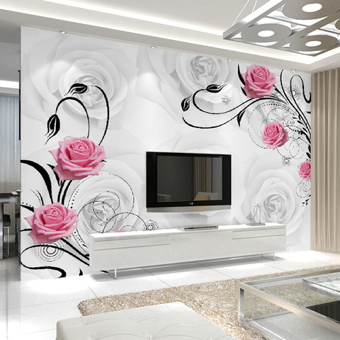 Пользовательские 3D розы цветы фото обои для гостиной спальни диван ТВ фон украшение стены живопись искусство обои ► Фото 1/6