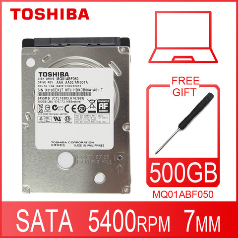 Жесткий Диск TOSHIBA для ноутбука, 500 Гб, 500 Гб, внутренний жесткий диск HD 2,5 дюйма, 5400 об/мин, кэш 8 МБ, 7 мм SATA 2 MQ01ABF050, оригинальный новый для ноутбука ► Фото 1/5