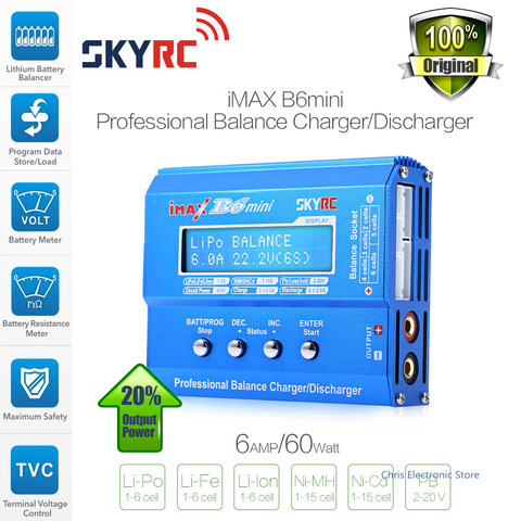 Подлинная Skyrc IMAX B6 мини 60 Вт Профессиональное lipo баланс Зарядное устройство разрядник для RC Батарея зарядки re-пик режим для NiMH/NiCd ► Фото 1/6