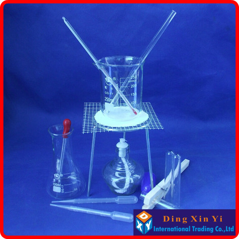 Стакан + штатив + стеклянная фляга Erlenmeyer + спиртовая Лампа + термометр для штока и т. д. (14 шт. товаров) Химическое устройство для опытов ► Фото 1/3