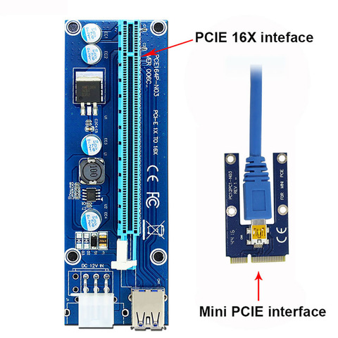 Мини PCIe PCI-E PCI Экспресс Райзер-карта к PCIE 16X 006C SATA к 6Pin IDE Molex блок питания для BTC ETH Litecoin Майнер машина ► Фото 1/6