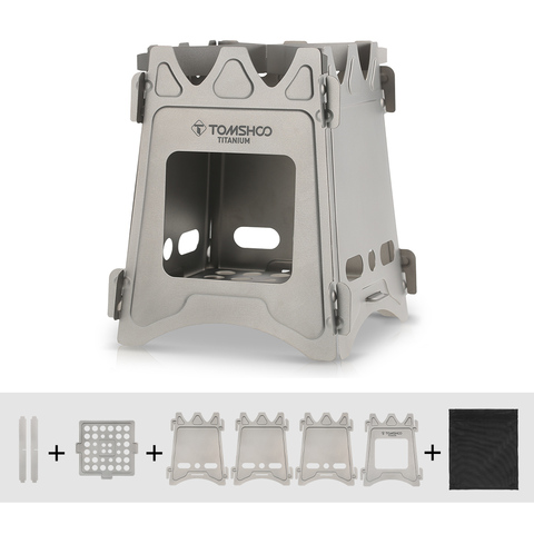 TOMSHOO титановая дровяная плита, портативная походная плита, складная дровяная плита, горящая дровами для выживания, пикника ► Фото 1/6