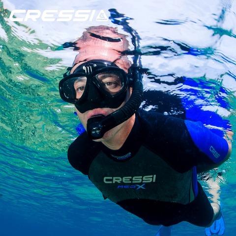 Экшн-маска для подводного плавания Cressi с креплением для камеры Go Pro, закаленное стекло, 2 окна, низкий объем, маска для плавания с подводным плаванием для взрослых ► Фото 1/6